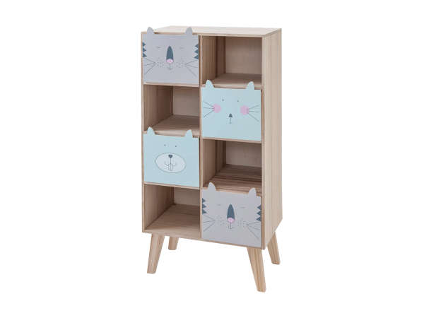 Bertine reol med skuffer og barnebok