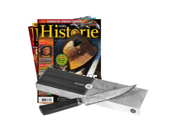 Damaskus-kniv og 3 nummer av HISTORIE
