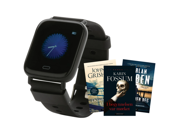Fit Watch treningsklokke og 3 krimbøker