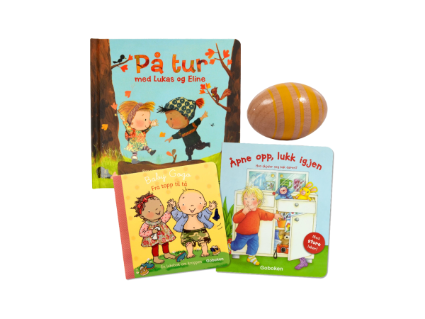 Rasleegg, 2 lukebøker og kartongbok