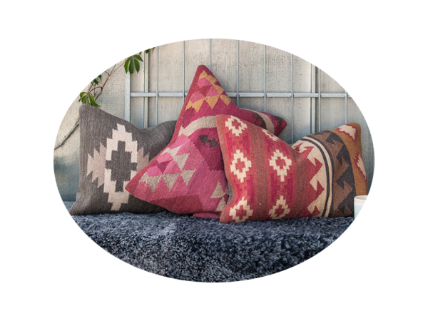 3 stk Kelim-putetrekk fra Textera