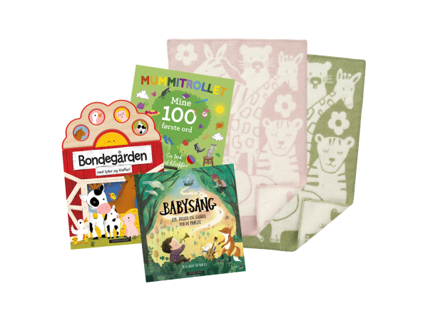 Klippan babyteppe og 3 babybøker