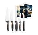 Fiskars knivsett og 3 krimbøker