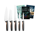 Fiskars knivsett og 3 krimbøker