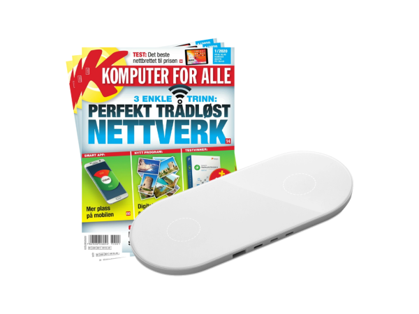 Lader til smarttelefon og 2 nummer av Komputer for alle