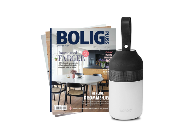 Nordic-lampe med trådløs høyttaler og 3 nummer av BoligPluss