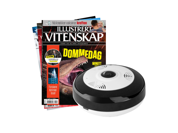Overvåkingskamera og 2 utgaver av Illustrert Vitenskap